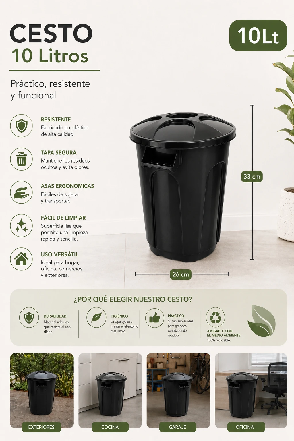Cesto con tapa 10Lt's foto | 🌸HOME CARTER🌸 |  BizneCubano