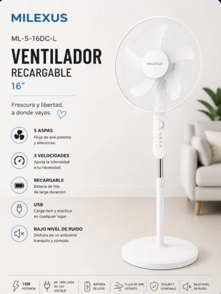 Ventilador Recargable milexus's foto | 🌸HOME CARTER🌸 |  BizneCubano